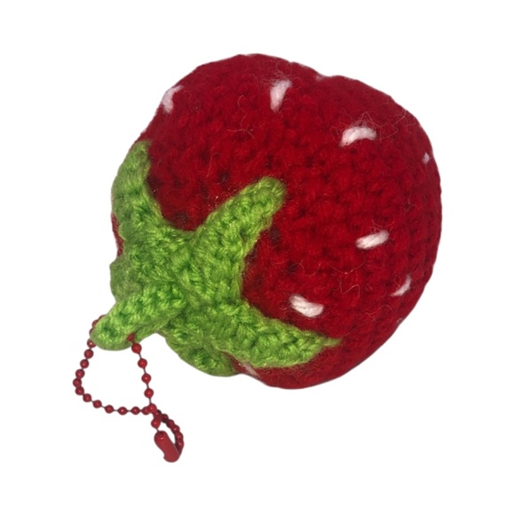 Handmade Crochet Strawberry Keychain 🍓 Cute Bag Charm - Picture 8 of 15